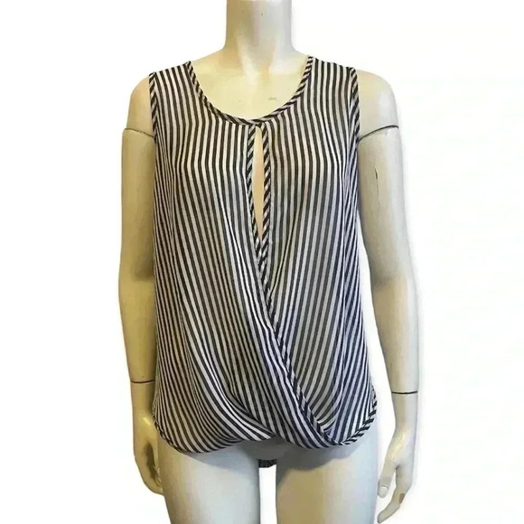 GUESS sleeveless striped infinity open back tank top black and white medium - Picture 4 of 12